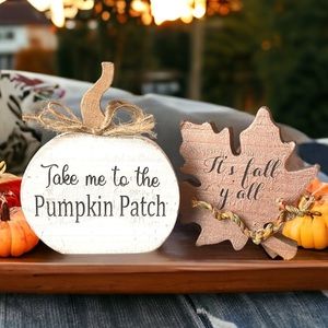 Set of 2 engraved fall decorations